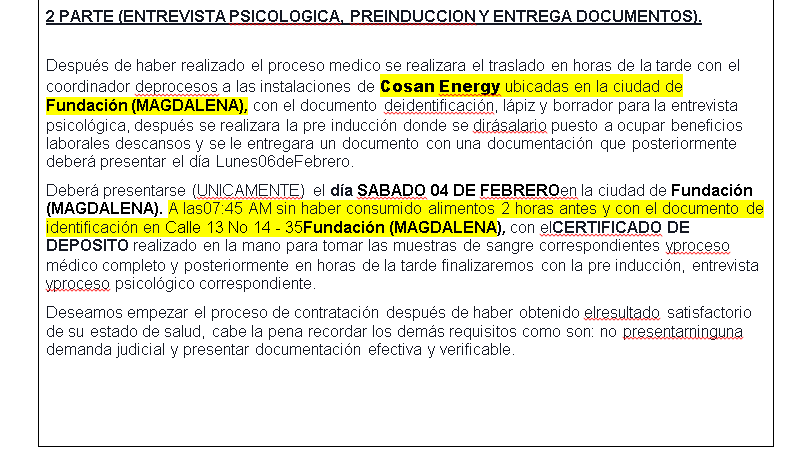 Aparte del documento donde se lee la ubicación de la supuesta empresa.