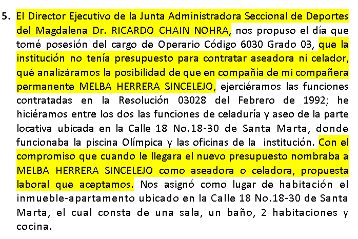Aparte del oficio donde se evidencia las razones de porqué los Porto Herrera vivían en la Piscina Olímpica.