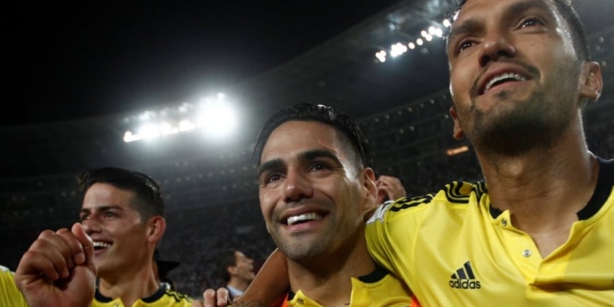 Getty Images Jugadores colombianos celebrando el pase al Mundial