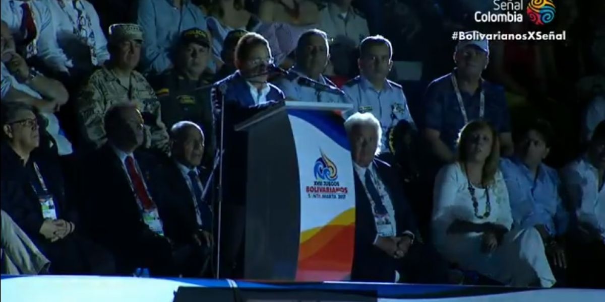 Seguimiento.co Rafael Martínez, durante su discurso en la inauguración de los Juegos Bolivarianos.