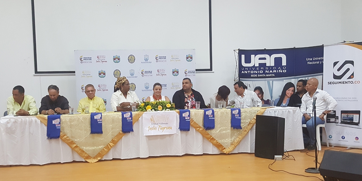 Foto: Seguimiento.co Lanzamiento de la vigésima primera edición del Festival Vallenato Indio Tayrona, en la Universidad Antonio Nariño en Santa Marta.