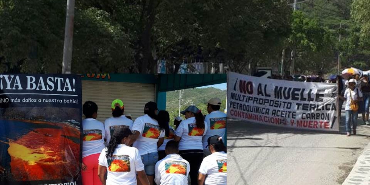 Foto: Archivo Particular. Tagangueros salieron masivamente a las calles de su pueblo para rechazar una vez más la construcción del muelle multipropósitos.