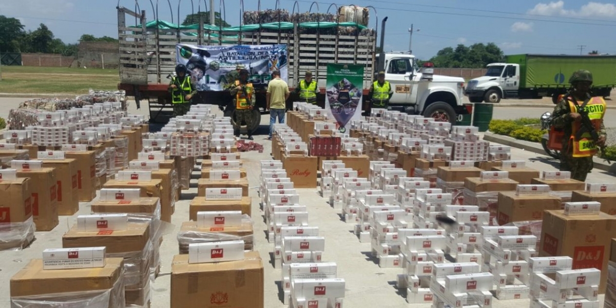 56 mil cajetillas de cigarrillo de diferentes marcas fueron incautadas en las vías del Cesar. 