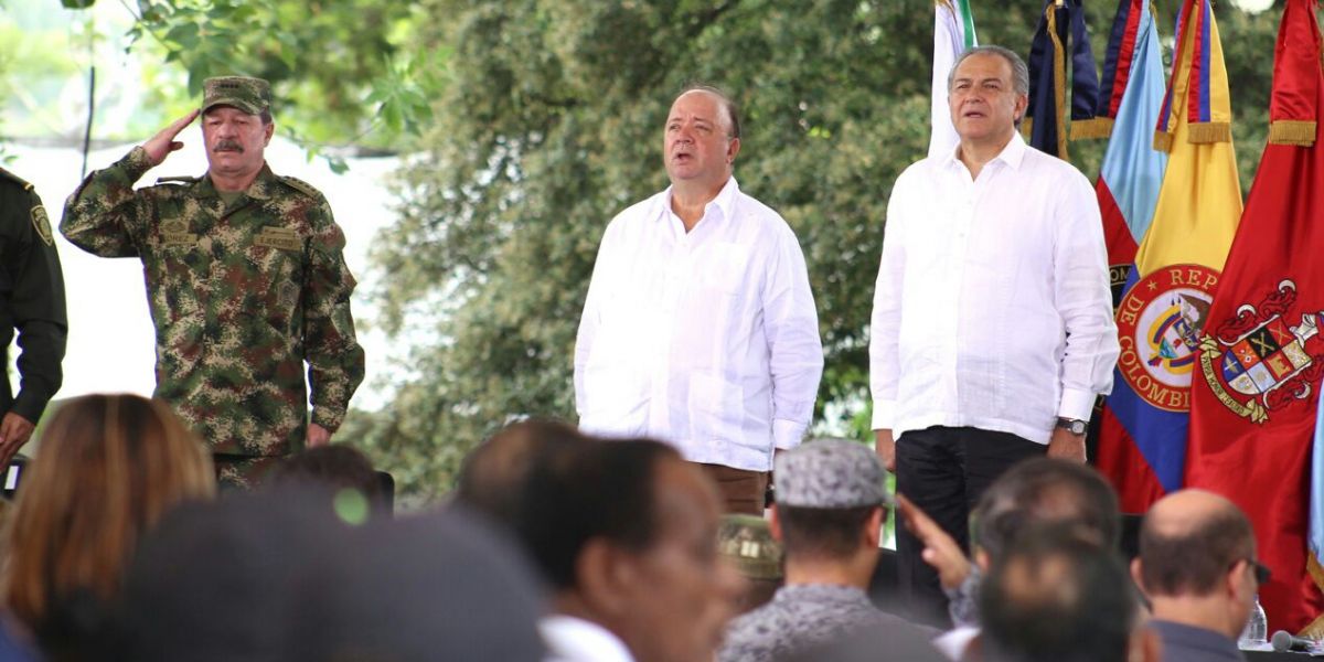 Gobernación del Magdalena El ministro de Defensa asistió este jueves a la Quinta de San Pedro Alejandrino, a la rendición de cuentas de 2016 y primer semestre de 2017.