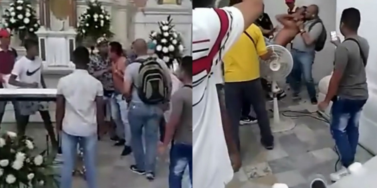 Captura de pantalla. El ladrón entró a la iglesia para refugiarse de la gente que lo perseguía.