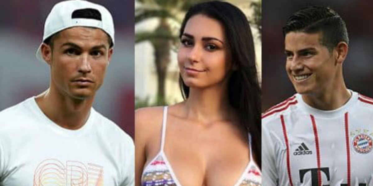 Archivo particular. Cristiano Ronaldo, Helga Lovekaty y James Rodríguez.