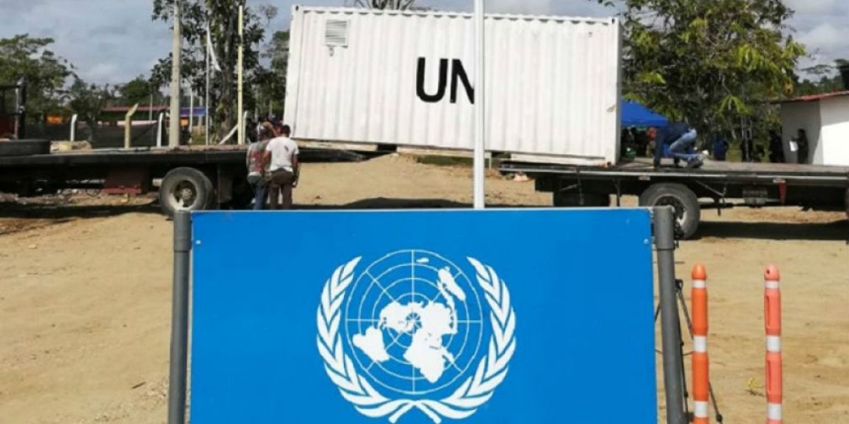 Misión de la ONU en Colombia. Contenedor de armas