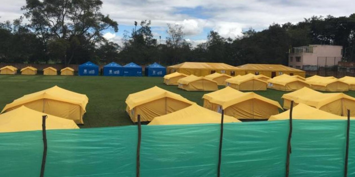 Alcaldía de Bogotá Campamento de venezolanos en Bogotá.