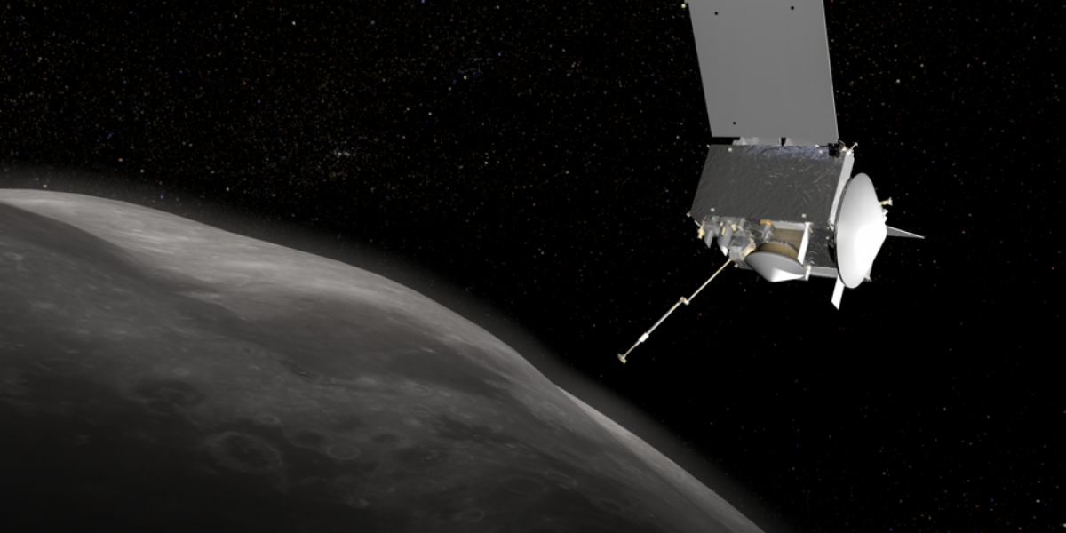 Nasa. Imagen virtual de la nave OSIRIS-REx junto al asteroide Bennu.