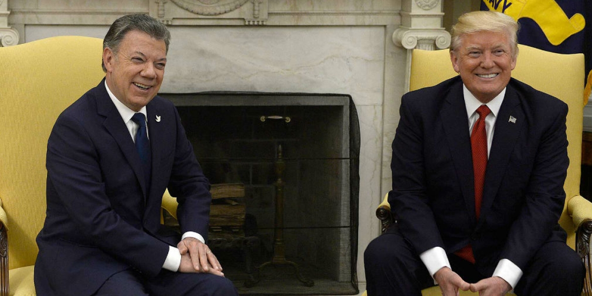 EFE. Juan Manuel Santos, Presidente de Colombia y el mandatario estadounidense, Donald trump.