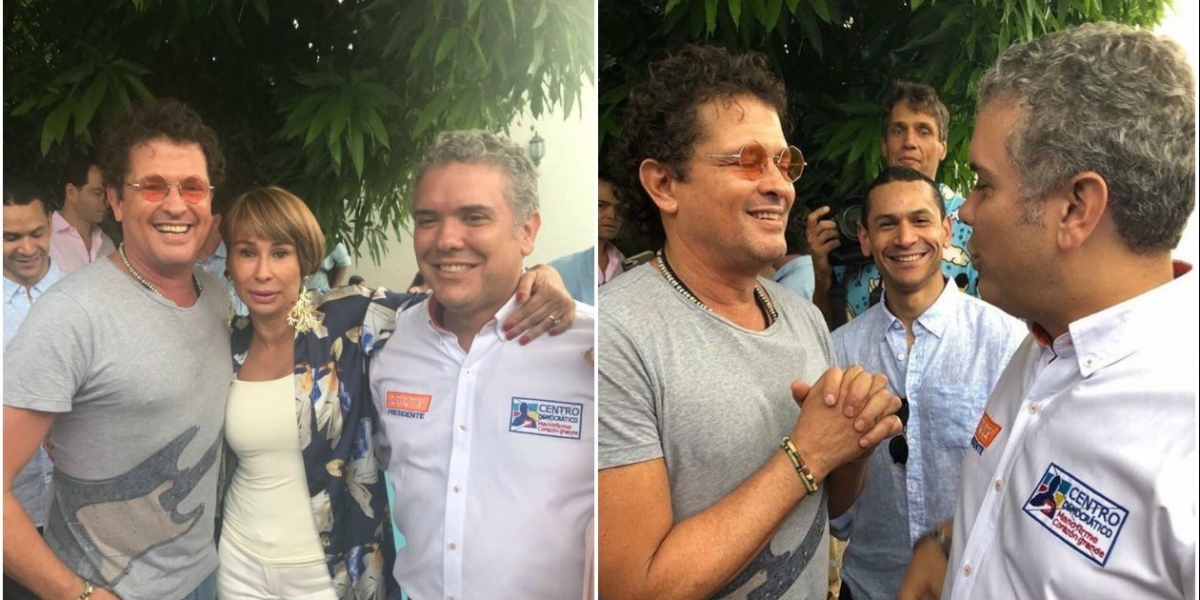 Redes sociales. Carlos Vives junto al candidato presidencial Iván Duque.