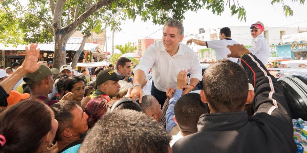 Iván Duque durante una manifestación en el municipio de Ciénaga