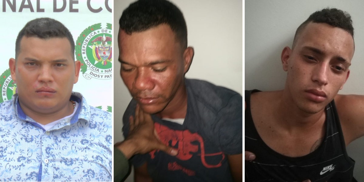 Prensa Policía Metropolitana. Eric David Mercado Guerrero, Wilfran Fandiño Betermin y Víctor Erwue Montiel Solar.
