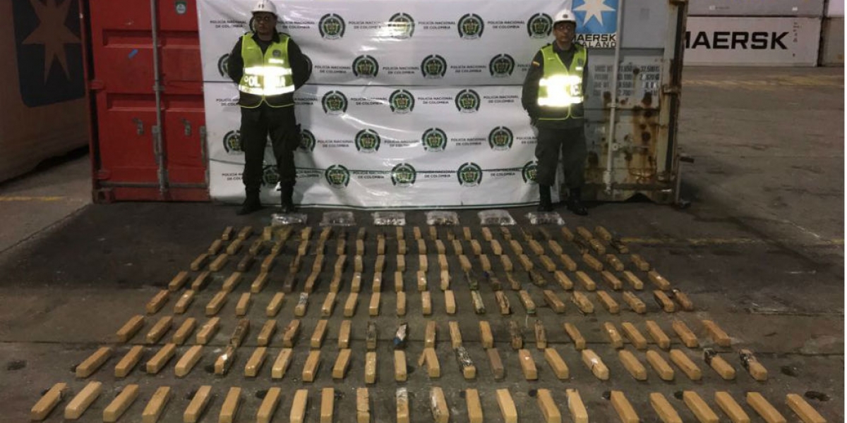 Policía Metropolitana de Santa Marta Cocaína incautada en el Puerto de Santa Marta, que tenía como destino Beirut, Líbano.
