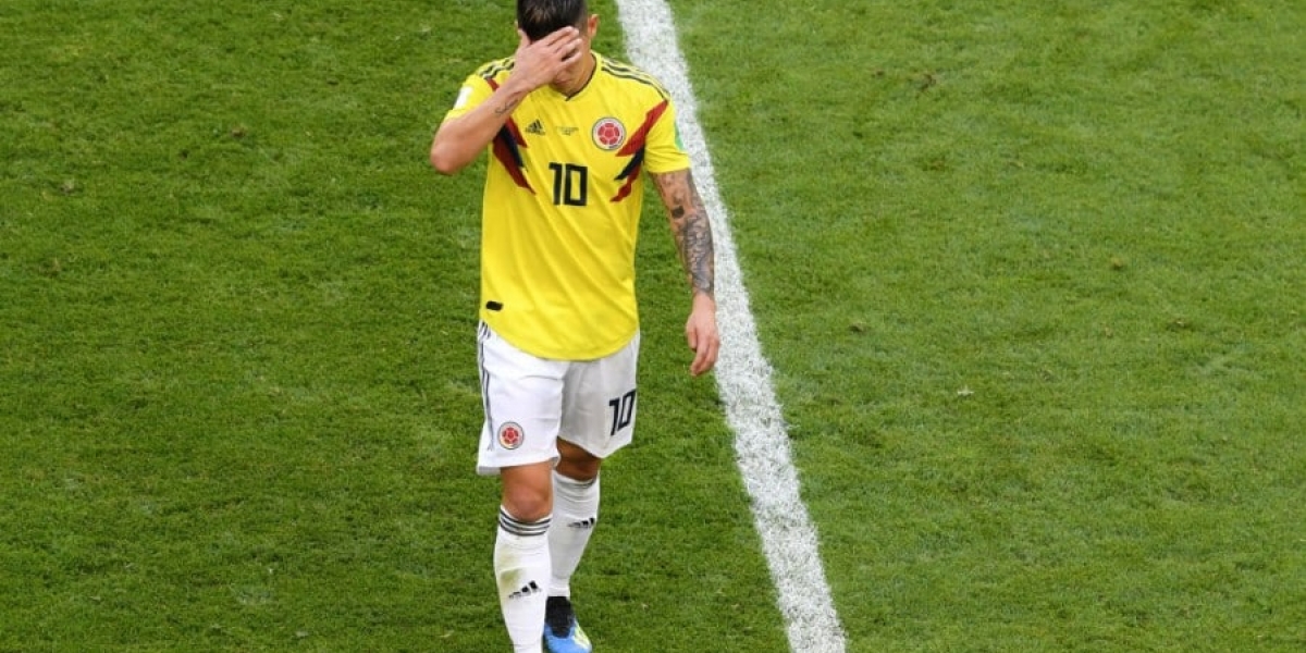 Getty. James Rodríguez al salir del partido.
