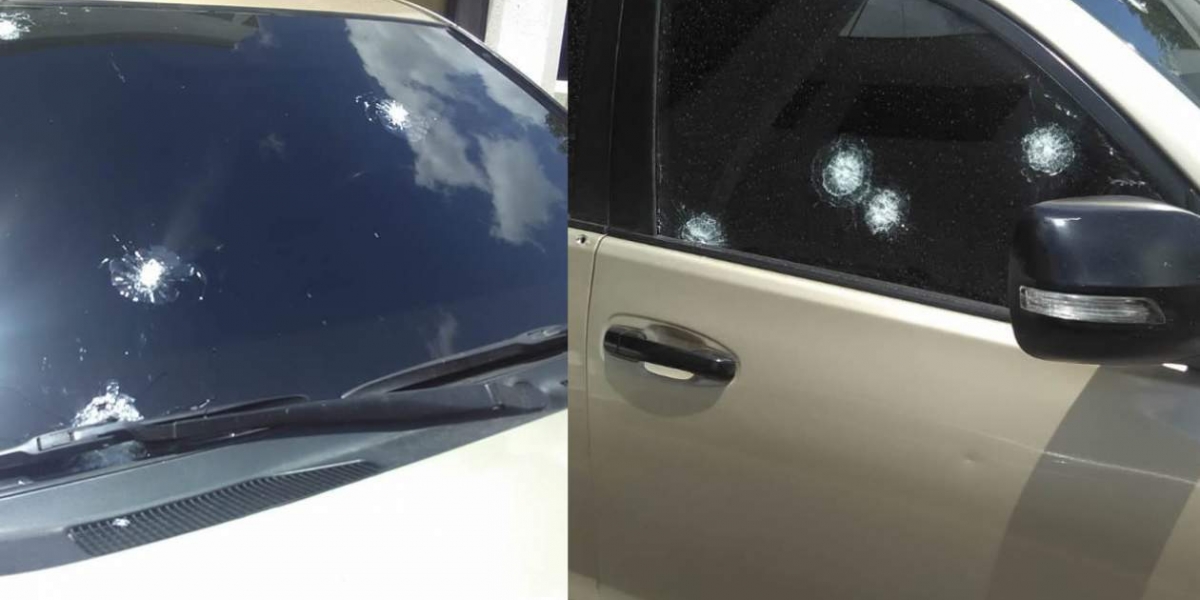 Así quedó la camioneta tras el ataque a bala del que fue víctima el director de la Dian en Maicao, Fabián Ferreira Alvarado.