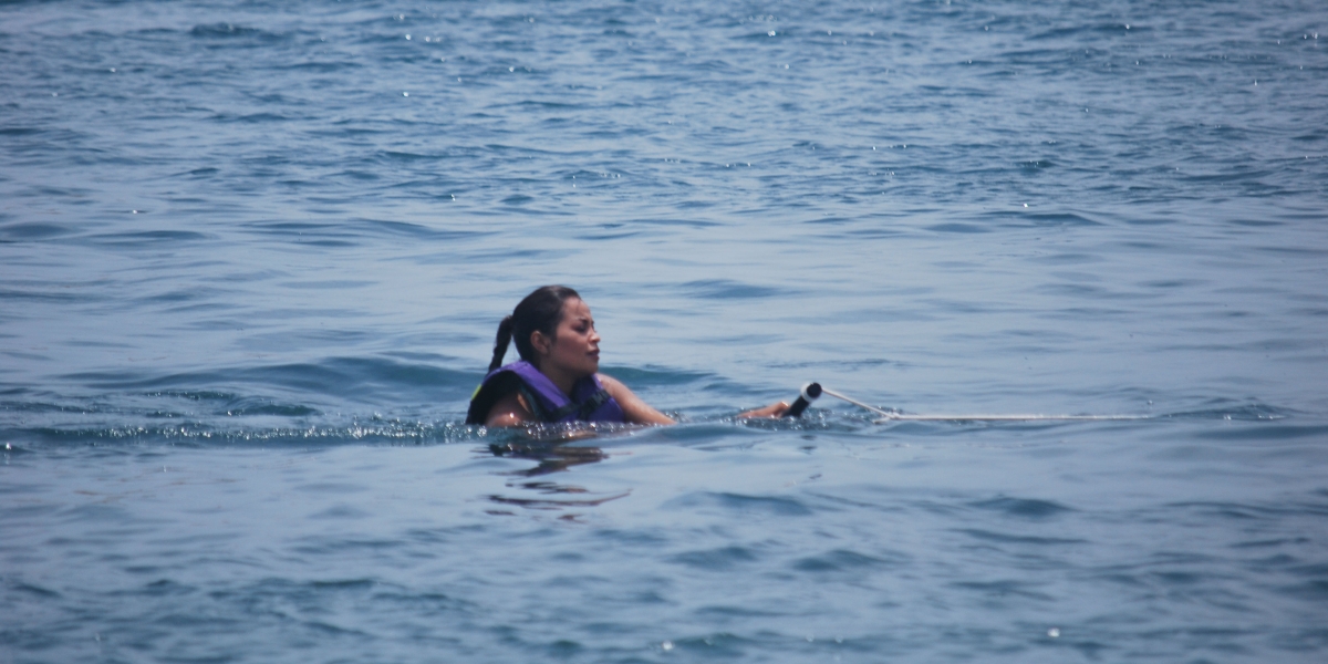 Capitana de Nariño, Marianela Ramos Gómez durante la prueba de esquí.