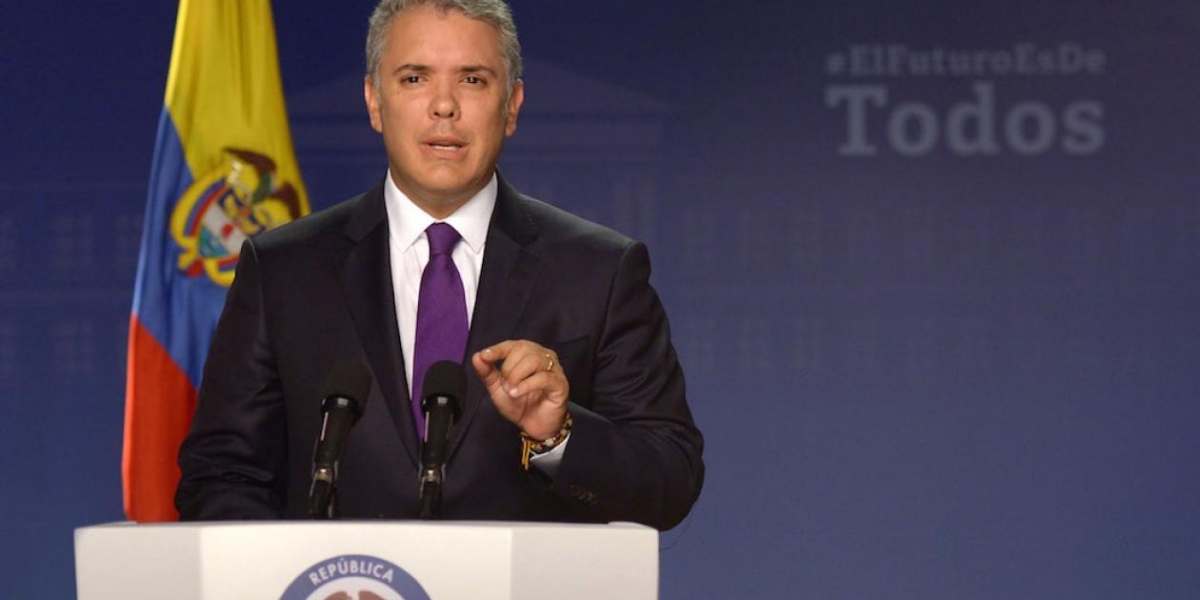 Presidencia El presidente, Iván Duque, dirigiéndose a los colombianos.