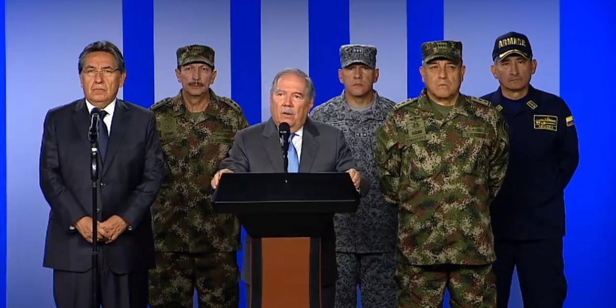 El ministro de Defensa, Guillermo Botero, en rueda de prensa.