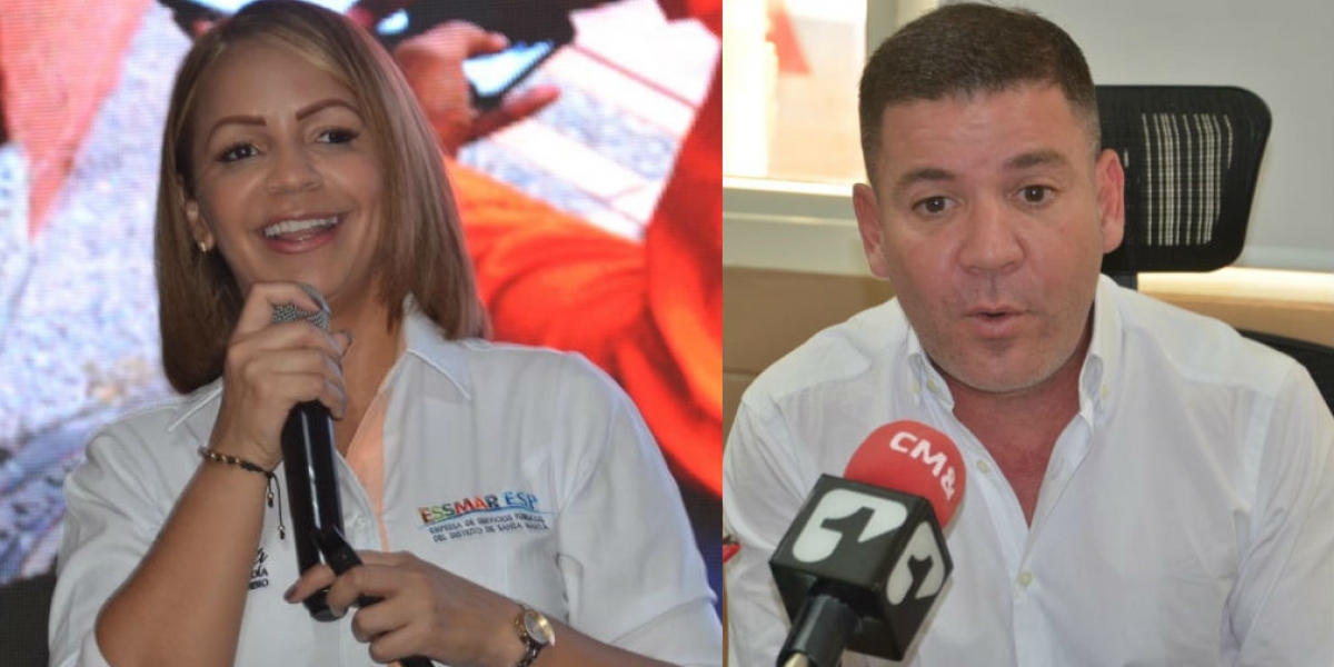 Ingrid Aguirre, ex gerente de la Essmar; y José Rodrigo Dajud, actual gerente