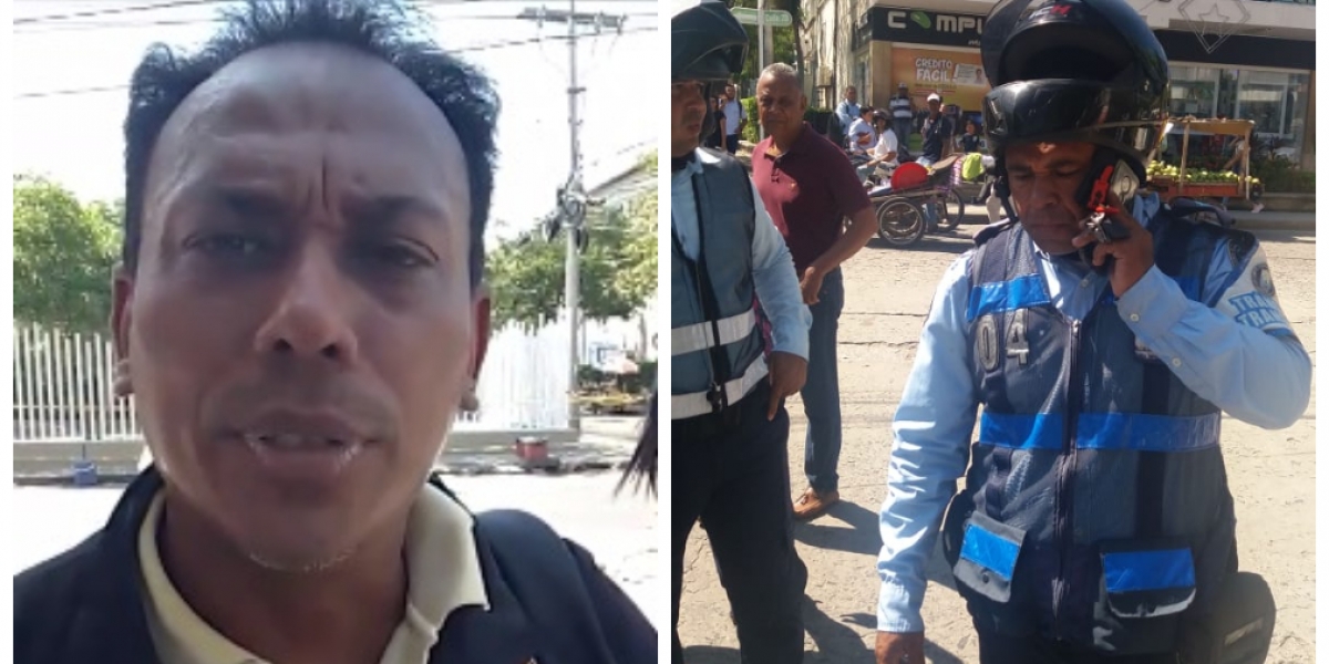 Seguimiento.co José Diazgranados (izq) denuncia que le inmovilizaron su moto pese a que estaba presente.