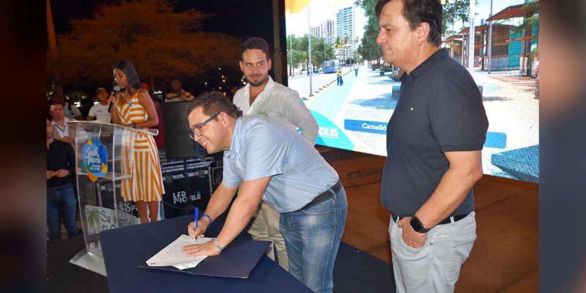 Alcaldía de Santa Marta Firma del acta de compromiso de ejecución de las obras de recuperación del camellón Rodrigo de Bastidas.
