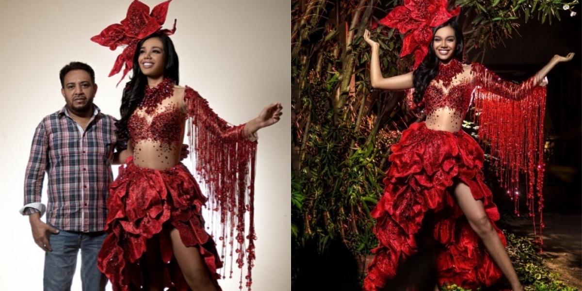 Cortesía El diseñador samario, Hebrt Mercado junto a Miss Chile