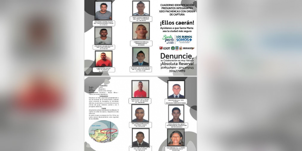 Cortesía Los miembros de 'Los Pachenca' que buscan las autoridades.