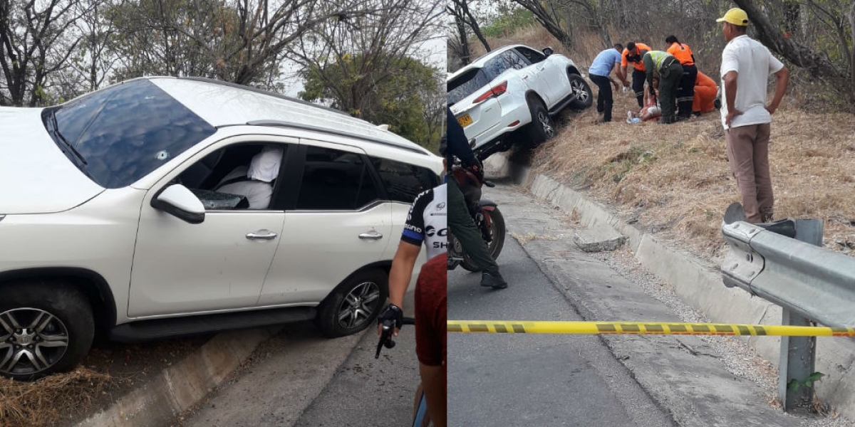 Vehículo donde se transportaba la víctima y los heridos.