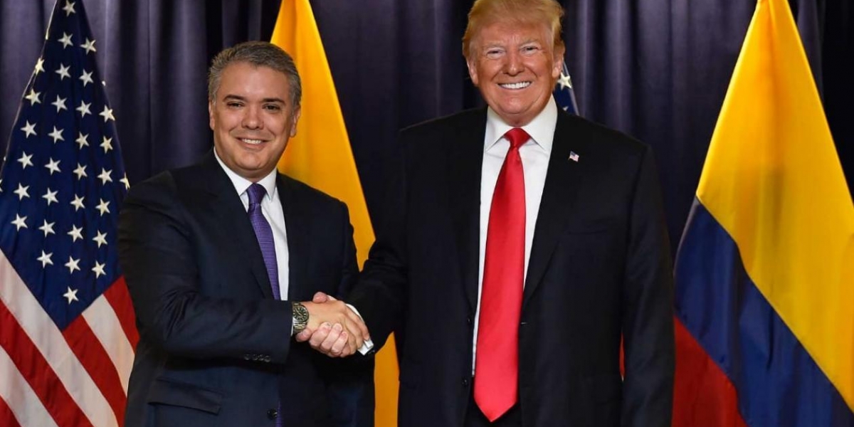 Cortesía Presidente Duque saluda a su homólogo Donald Trump.