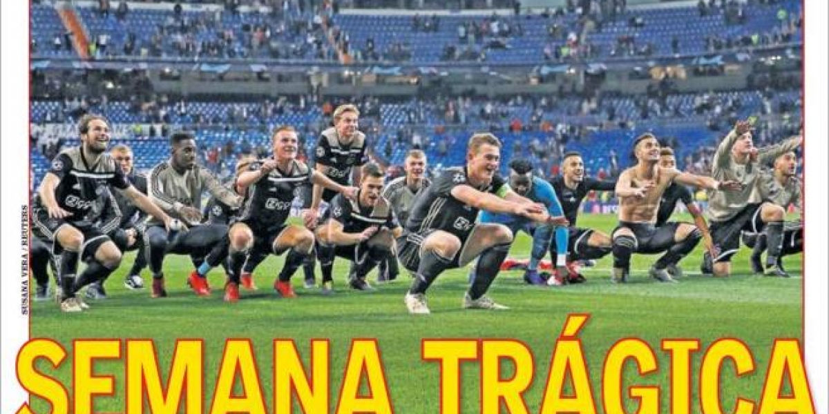 Los principales diarios deportivos españoles titularon "Semana Trágica" y "Fin de una era" tras la derrota del Real Madrid por 1- 4 ante el Ajax.