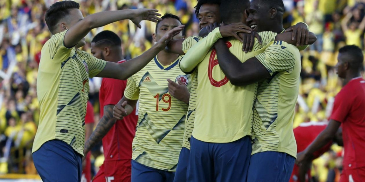 Cortesía. Selección Colombia celebrando uno de sus goles.
