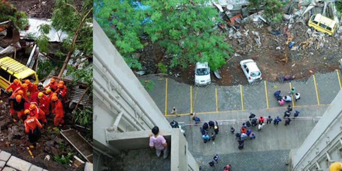 Los equipos de rescate buscan más personas que podrían estar bajo los escombros de la pared derruida.