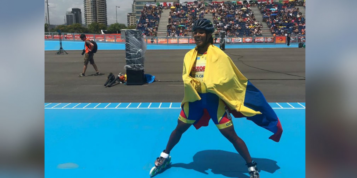 Cortesía La samaria conquistó la octava presea para el patinaje de Colombia en las justas de Barcelona.