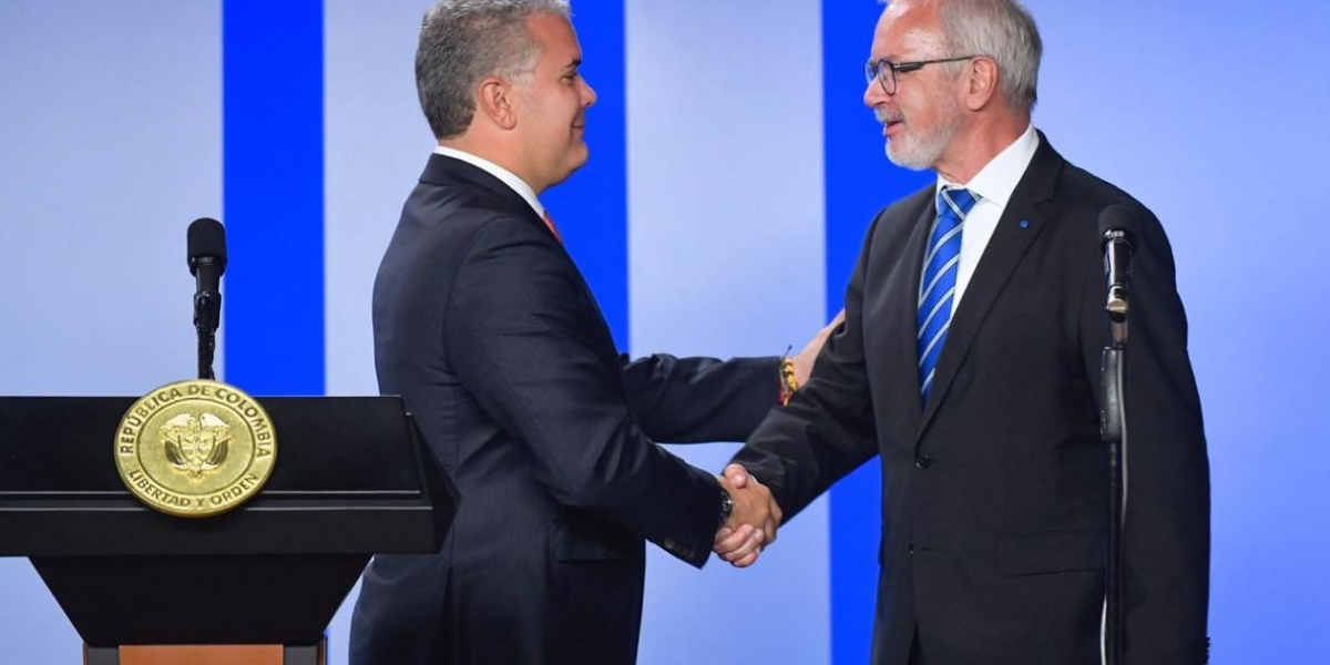 Presidencia El Presidente Iván Duque, y el del BEI, Wermer Hoyer.