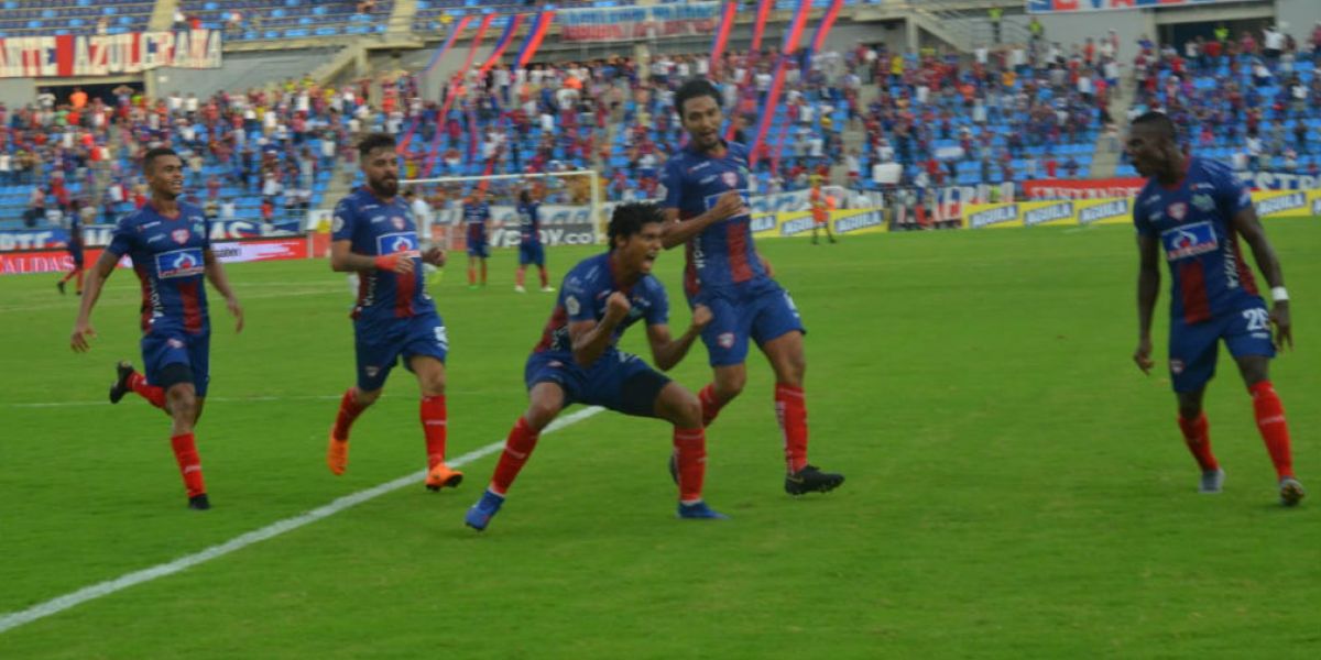 Óscar Mejía - Seguimiento.co Juan Carlos Pereira celebra su gol contra el Cali.
