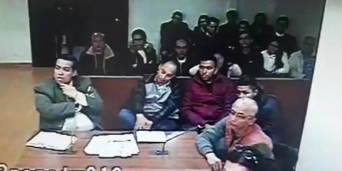 Captura Video Fiscalía. Audiencia en Paloquemao con los cinco capturados.