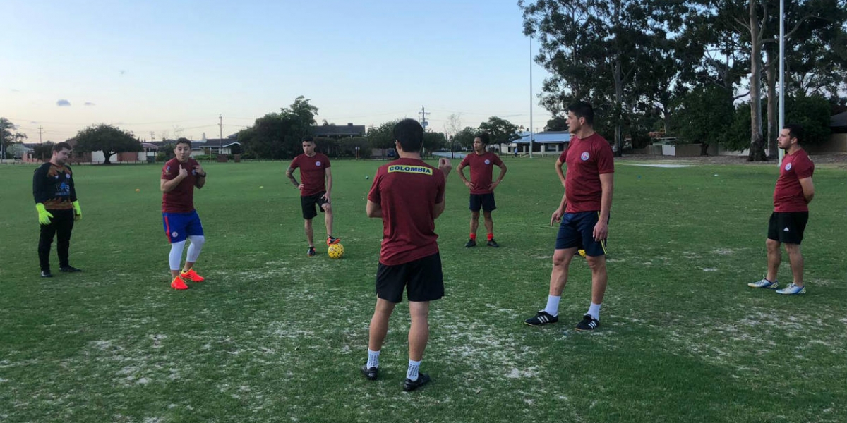 Jugadores de Colombia, durante el entrenamiento