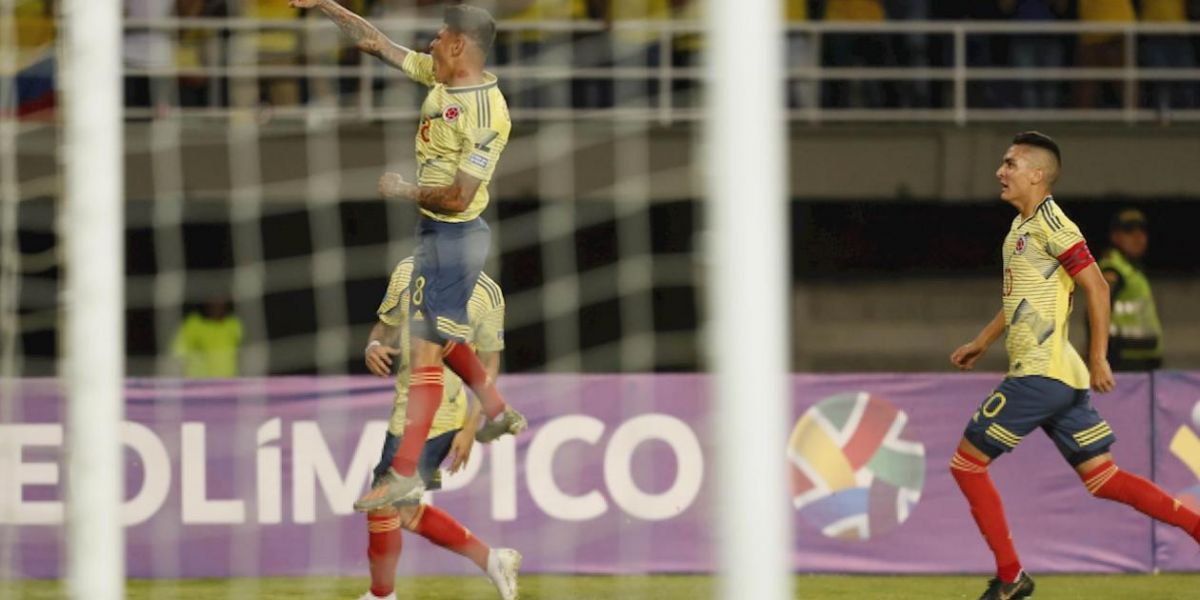 Jorge Carrascal celebra el gol marcado a Argentina.