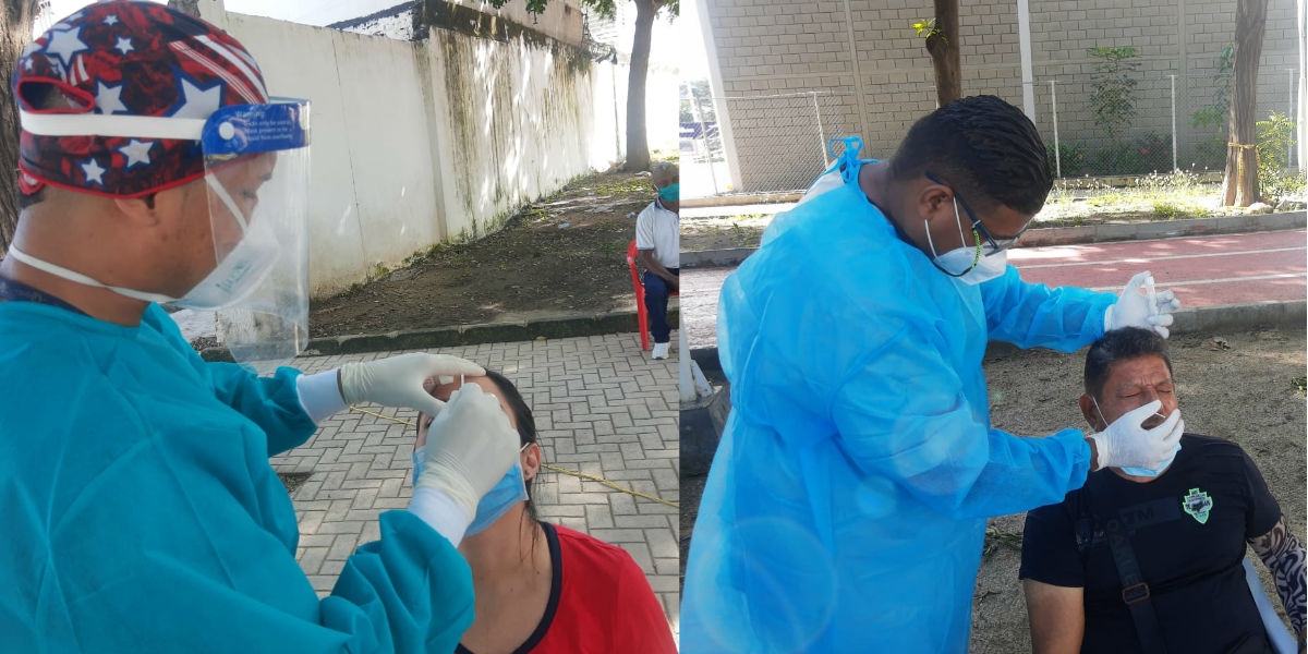 Toma de muestras en la Unidad Deportiva Bolivariana.