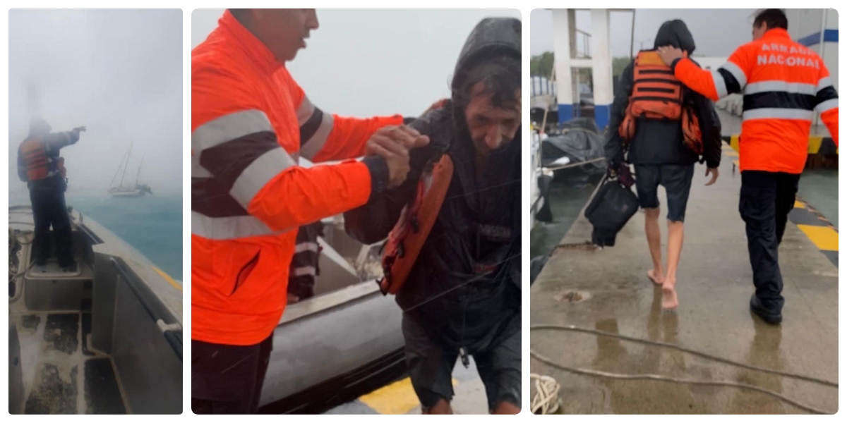 Armada Nacional Momento en que extranjero es salvado por la Armada.