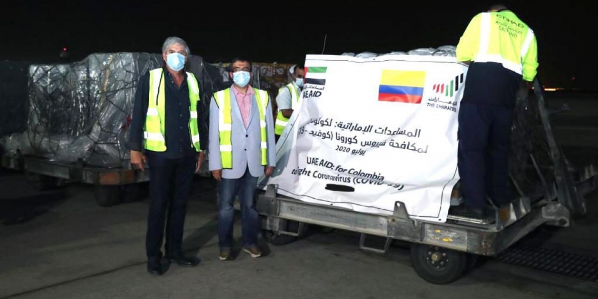 Cortesía Llegada de donaciones hechas por Emiratos Árabes.
