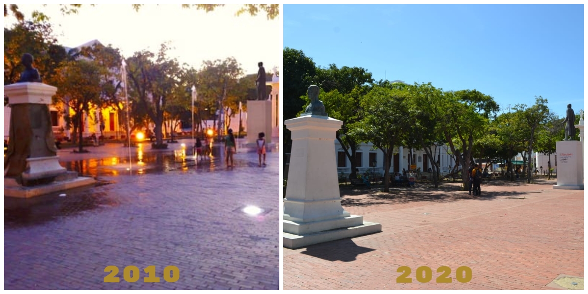 Centro Histórico de Santa Marta, con una década de diferencia.