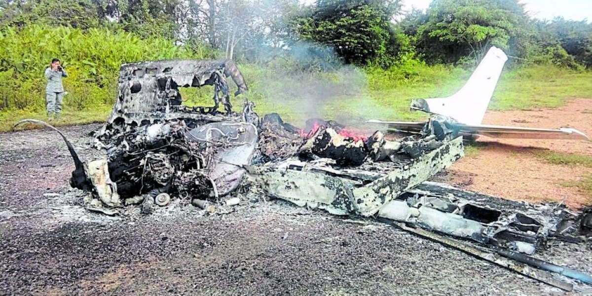 FAC Aeronave mexicana detectada y destruida en tierra por la FAC en septiembre de 2017.