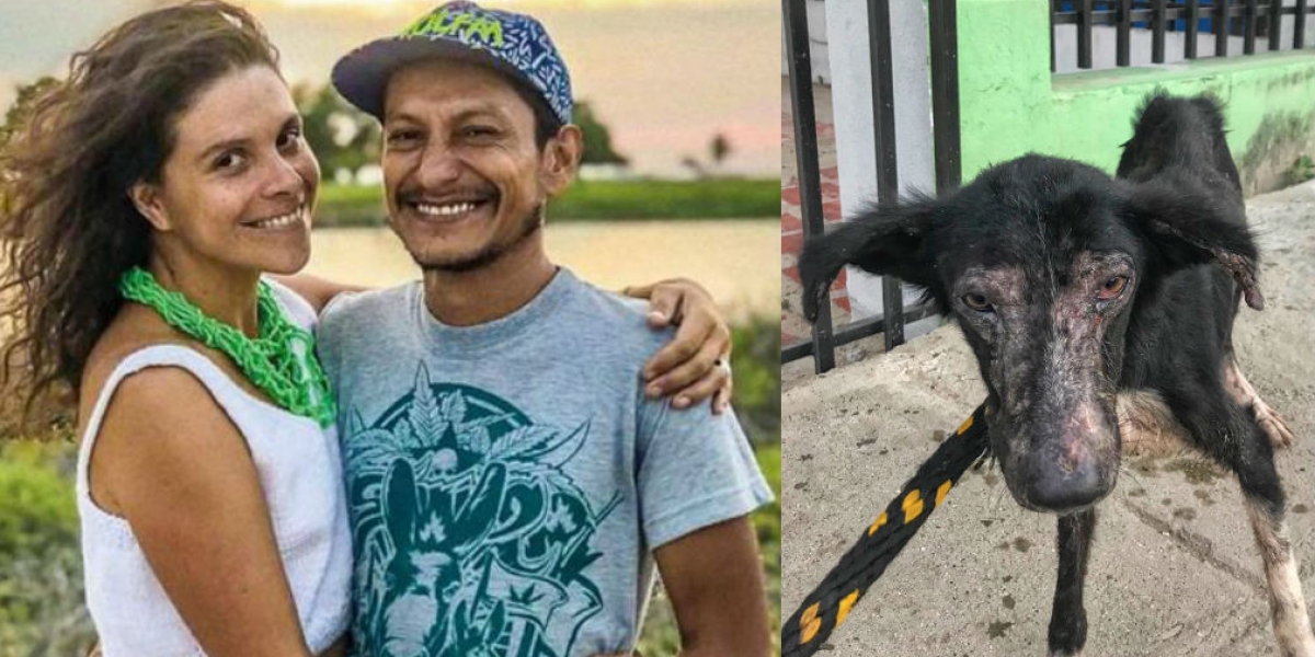 Nathalia y Rodrigo Monsalve y una de las mascotas que dejaron