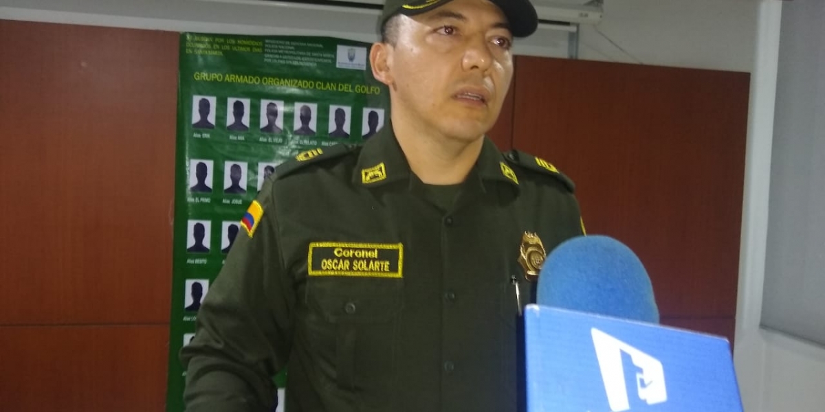 Comandante de la Policía Metropolitana de Santa Marta, coronel Óscar Solarte Castillo