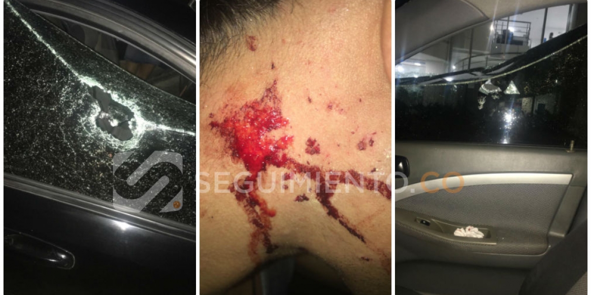 Seguimiento.co Con una piedra partieron el vidrio e hirieron a uno de los pasajeros.