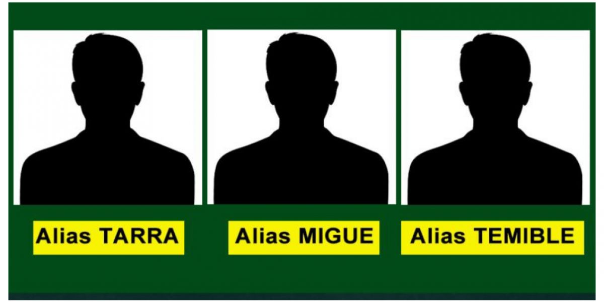 Cartel con los alias de los presuntos responsables del triple homicidio.