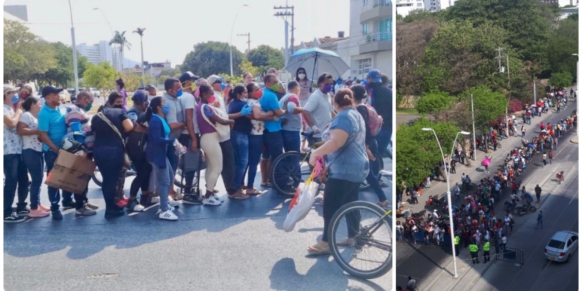 Twitter La gran cantidad de beneficiados con bonos fueron los que protagonizaron las aglomeraciones esta semana.