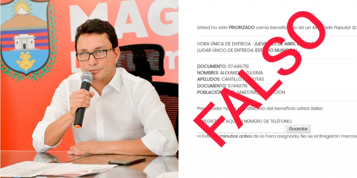 Gobernación del Magdalena • El mandatario dijo que utilizaron un link e información falsa para confundir a la comunidad.